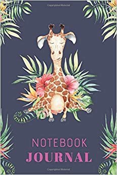 Notebook Journal: Cute Floral Giraffe Notebook Journal For Girls Blank Paper, 110 Pages For Writing Notes And Drawing