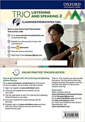 Trio Listening and Speaking: Level 2: Teacher's Online Practice Pack with Classroom Presentation Tool: Building Better Communicators...From the Beginning
