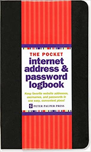 Pocket Internet Address & Password Logbook (removable cover band for security)