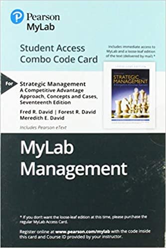 Mylab Management with Pearson Etext -- Combo Access Card -- For Strategic Management: A Competitive Advantage Approach: Concepts and Cases