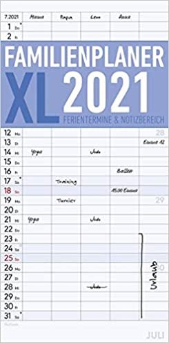 Familienplaner XL 2021 mit 5 Spalten indir