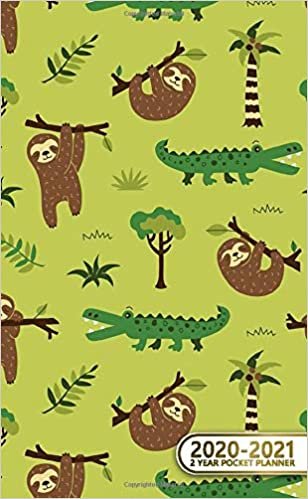 2020-2021 2 Year Pocket Planner: Cute Two-Year (24 Months) Monthly Pocket Planner & Agenda | 2 Year Organizer with Phone Book, Password Log & Notebook | Nifty Sloth & Crocodile Print