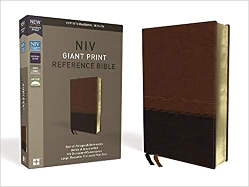 NIV, Reference Bible, Giant Print, Leathersoft, Brown, Red Letter, Thumb Indexed, Comfort Print