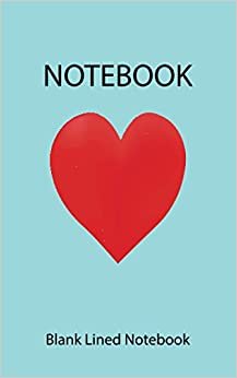 Blank Lined Notebook: Blank Line Notebook Journal - Red Heart on Blue Vintage color - 80 Pages - (5 x 8 inches)