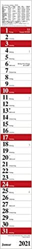 Streifenplaner Praktika Rot 2021: Streifenkalender mit Datumsschieber, Ferienterminen und Spiralbindung I schmal im Format: 11,4 x 89 cm indir