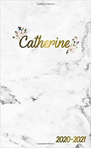 Catherine 2020-2021: 2 Year Monthly Pocket Planner & Organizer with Phone Book, Password Log and Notes | 24 Months Agenda & Calendar | Marble & Gold Floral Personal Name Gift for Girls and Women