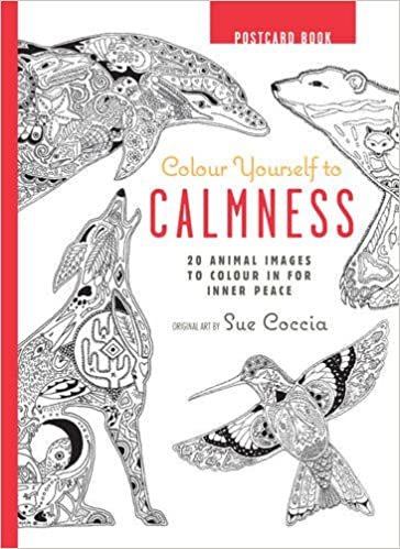 Colour Yourself to Calmness Postcard Book - 20 animal images to colour in for inner peace