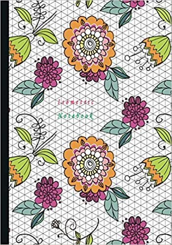 Isometric Notebook: Grid Graph Paper Drawing 3D Triangular Paper, 0.28 Inch Equilateral Triangle (7” x 10”, 100 Pages) Planning 3D Printer Projects, ... Technical Sketchbook Flora Blossom Theme