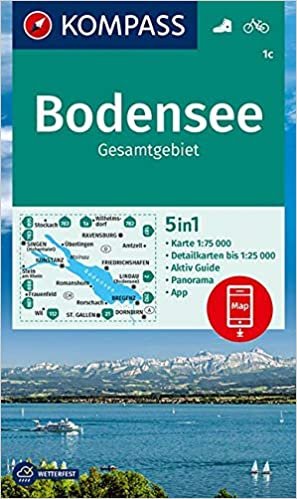 KOMPASS Wanderkarte Bodensee Gesamtgebiet: 5in1 Wanderkarte 1:75000 mit Panorama, Aktiv Guide, Detailkarten und Panorama inklusive Karte zur offline ... Fahrradfahren. (KOMPASS-Wanderkarten): 1c indir