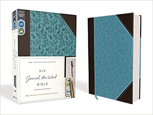 NIV, Journal the Word Bible, Imitation Leather, Brown/Blue, Red Letter Edition, Comfort Print: Reflect, Take Notes, or Create Art Next to Your Favorite Verses