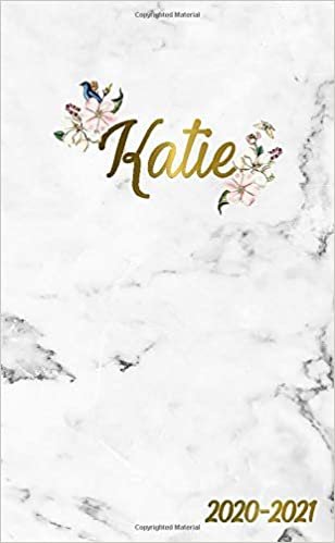 Katie 2020-2021: 2 Year Monthly Pocket Planner & Organizer with Phone Book, Password Log and Notes | 24 Months Agenda & Calendar | Marble & Gold Floral Personal Name Gift for Girls and Women