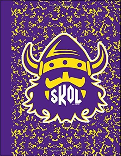 Skol Notebook: Viking Helmet - 8.5 x 11 Wide Ruled Notebook-Purple and Yellow
