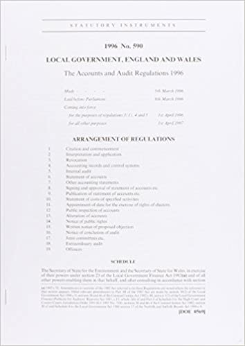 The Accounts and Audit Regulations 1996: Local Government, England and Wales (Statutory Instruments)