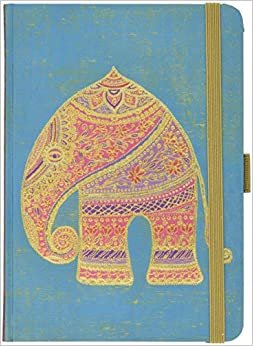 Premium Notes Big "Indischer Elefant": A5 Notizbuch liniert mit hochwertiger Folienveredelung, Stiftehalter, Zetteltasche und Leseband indir