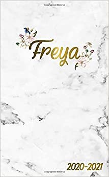 Freya 2020-2021: 2 Year Monthly Pocket Planner & Organizer with Phone Book, Password Log and Notes | 24 Months Agenda & Calendar | Marble & Gold Floral Personal Name Gift for Girls and Women