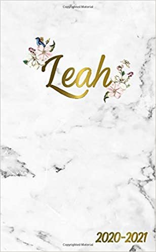 Leah 2020-2021: 2 Year Monthly Pocket Planner & Organizer with Phone Book, Password Log and Notes | 24 Months Agenda & Calendar | Marble & Gold Floral Personal Name Gift for Girls and Women