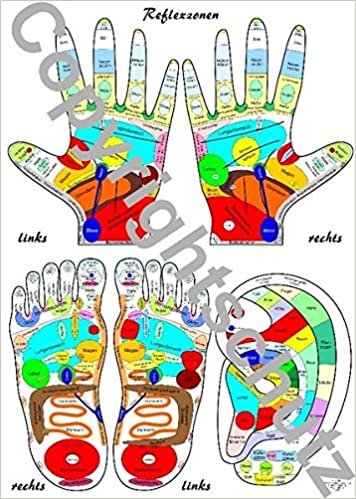Reflexzonenübersicht - Füße, Hände und Ohr: Übersichtskarte DIN A5 indir