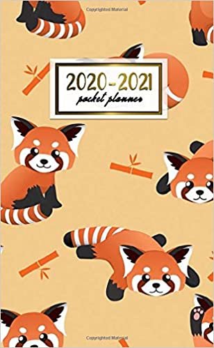 2020-2021 Pocket Planner: 2 Year Pocket Monthly Organizer & Calendar | Cute Two-Year (24 months) Agenda With Phone Book, Password Log and Notebook | Pretty Red Panda Bear & Bamboo Print