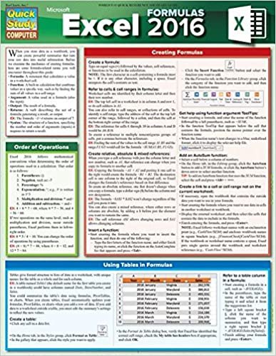 Excel 2016 Formulas (Quick Study Computer)