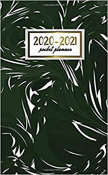 2020-2021 Pocket Planner: 2 Year Pocket Monthly Organizer & Calendar | Cute Two-Year (24 months) Agenda With Phone Book, Password Log and Notebook | Funky Green & White Watercolor Print indir