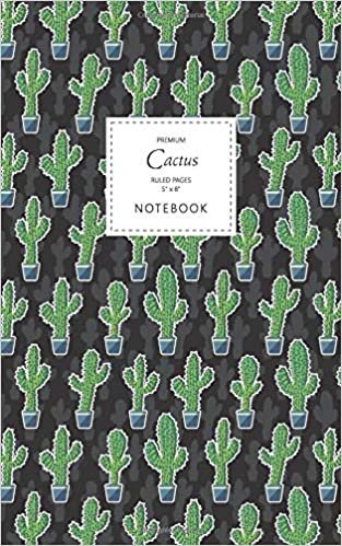 Cactus Notebook - Ruled Pages - 5x8 - Premium: (Saguaro Night) Fun notebook 96 ruled/lined pages (5x8 inches / 12.7x20.3cm / Junior Legal Pad / Nearly A5)