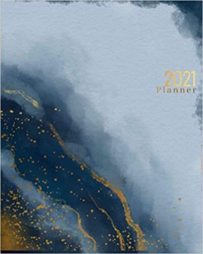 2021 Planner: Weekly & Monthly Calendar | 12 Month Agenda Organizer, January 2021 - December 2021 (blue Watercolor cover) indir