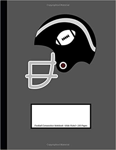 Football Composition Notebook: Wide Ruled, 100 Pages, One Subject Notebook, Black (Large, 8.5 x 11 inches)