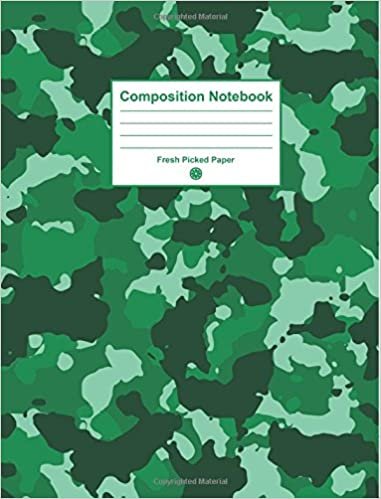 Composition Notebook: 100 Page Standard Size College Ruled Notebook, Lined Journal for Boys or Girls, Green Camo Cover