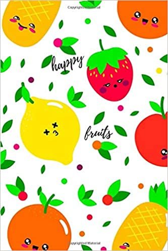 Happy Fruits: Cute Paper Notebook for Kids, Journal for Students, Gift for Boys, Gift for Girls, Notebook for Coloring Drawing and Writing (110 Pages, Lined, 6 x 9) (College Ruled) indir