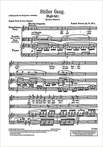 Stiller Gang: Text von Richard Dehmel. op. 31/4. tiefe Singstimme und Klavier mit Begleitung der Viola (oder Violine). indir