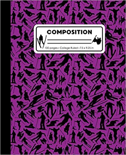Composition: College Ruled Writing Notebook, Purple Ski Snowboard Boy Pattern Marbled Blank Lined Book
