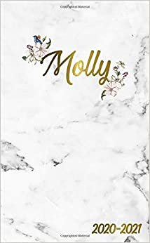 Molly 2020-2021: 2 Year Monthly Pocket Planner & Organizer with Phone Book, Password Log and Notes | 24 Months Agenda & Calendar | Marble & Gold Floral Personal Name Gift for Girls and Women
