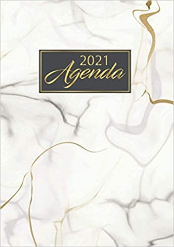Agenda 2021: Agenda Planner Mensile Settimanale Giornaliera 12 mesi | Dimensioni A5 (15x21) | Gennaio 2021-Dicembre 2021 | Marmo Bianco Oro