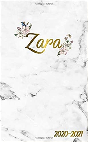 Zara 2020-2021: 2 Year Monthly Pocket Planner & Organizer with Phone Book, Password Log and Notes | 24 Months Agenda & Calendar | Marble & Gold Floral Personal Name Gift for Girls and Women