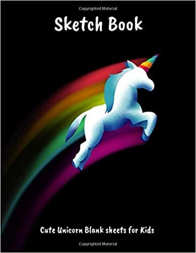 Sketch book: cute unicorn blank sketchbook for kids