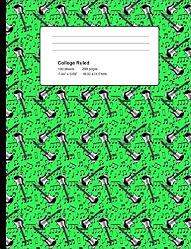 College Ruled 200 Pages: Light Green Guitar Composition Notebook, Music Lover College Composition Book, Notebook For Guitarists