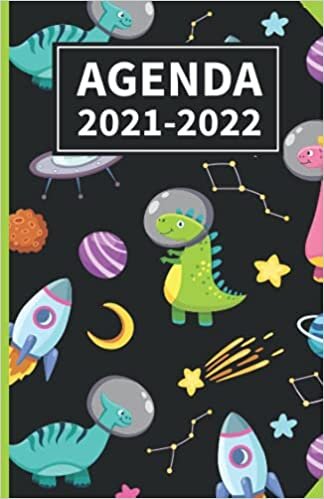 Agenda Scolaire 2021-2022 Astronaute Journalier: Cahier de Texte et de Devoirs | Primaire, Collège et Lycée | 1 Jour par Page | Fond Dinosaure et Astronaute.