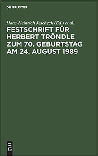 Festschrift Fur Herbert Troendle Zum 70. Geburtstag Am 24. August 1989