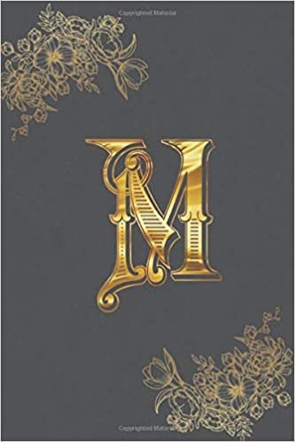 M: Gold Bejewled Letter M with Gold Leaves - Cute Initial Monogram Jeweled Letter M Minimalist Personalized Blank Lined Journal Dairy to Notes and ... Pages) (Travel Monogrammed Paperback Journal)