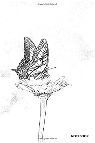 Notebook: Lined Notebook (6 x 9 inches) - 110 Pages - Butterfly (White and Black Cover... - Journal, Notebook, Diary, Composition Book)