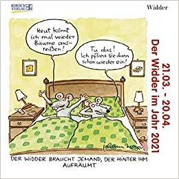 Widder Mini 2021: Sternzeichenkalender-Cartoon - Minikalender im praktischen quadratischen Format 10 x 10 cm.