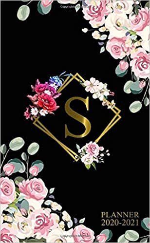 S: Monogram Initial Letter S Two Year 2020-2021 Monthly Pocket Planner | 24 Months Spread View Agenda With Notes, Holidays, Contact List & Password Log | Adorable Girly Floral Print