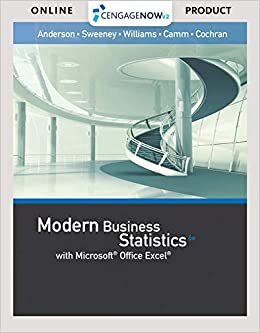 CengageNOW with XLSTAT, 1 term Printed Access Card for Anderson/Sweeney/Williams/Camm/Cochran's Modern Business Statistics with Microsoft Office Excel, 6th