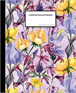 Composition Notebook Mead: Wide Ruled Lined Paper Notebook Journal for Kids Teens Girls Boys School (7.5 x 9.25 in): Flower Collection with Black Strip Volume 12