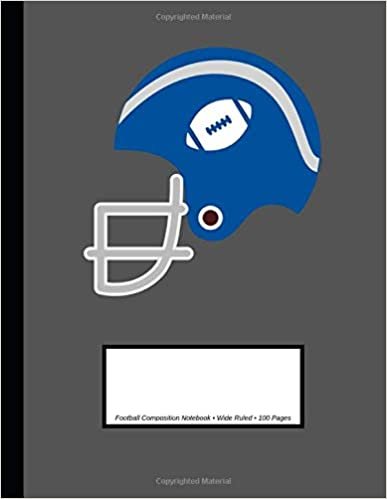 Football Composition Notebook: Wide Ruled, 100 Pages, One Subject Notebook, Blue (Large, 8.5 x 11 inches)