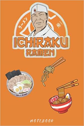 ICHIRAKU RAMEN: drawing notebook with kawaii ramen noodle anime cover design 6" x 9" 100 pages