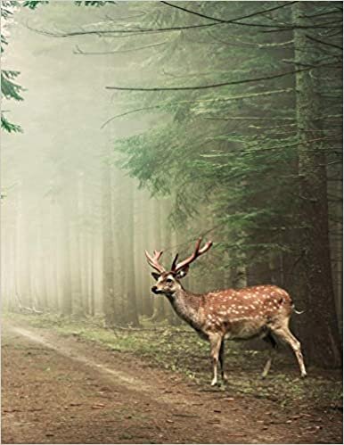 Notebook: Landscape Forest Deer Doe Antlers Antler Fauna 8.5" x 11" 150 Ruled Pages indir