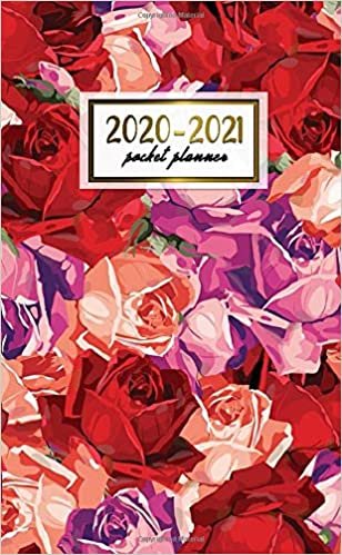 2020-2021 Pocket Planner: 2 Year Pocket Monthly Organizer & Calendar | Cute Floral Two-Year (24 months) Agenda With Phone Book, Password Log and Notebook | Red & Magenta Rose Pattern