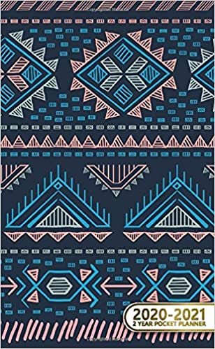 2020-2021 2 Year Pocket Planner: Pretty Tribal Two-Year Monthly Pocket Planner and Organizer | 2 Year (24 Months) Agenda with Phone Book, Password Log & Notebook | Nifty Blue Geometric Print indir