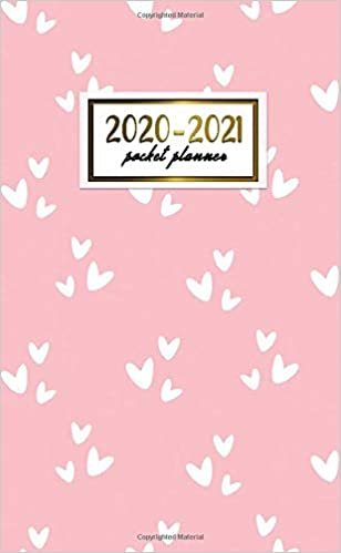 2020-2021 Pocket Planner: 2 Year Pocket Monthly Organizer & Calendar | Two-Year (24 months) Agenda With Phone Book, Password Log and Notebook | Cute White Heart Print For Girls